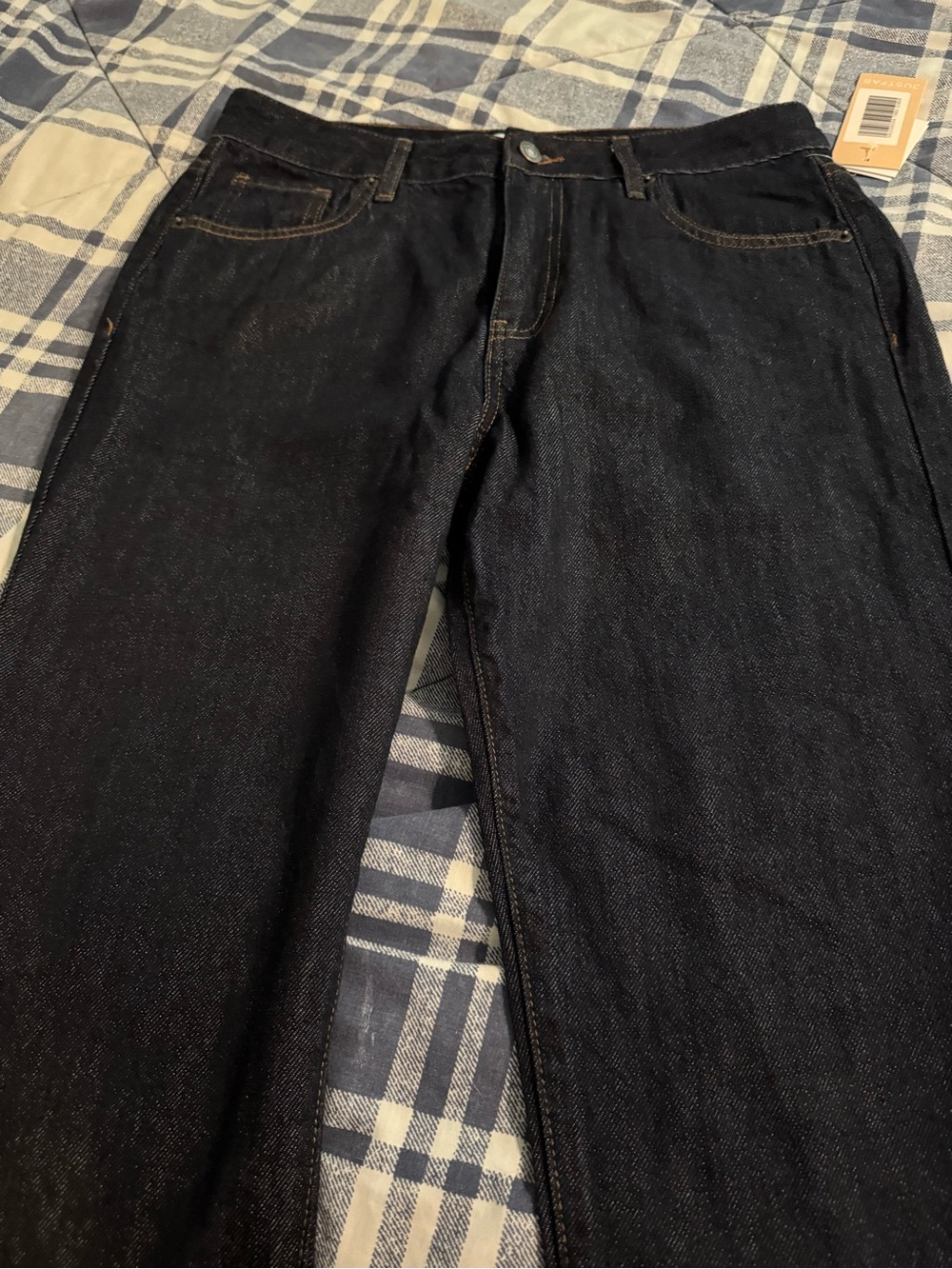 JustFab Dark Blue Denim Jeans with Contrast Stitching - Picture 2 of 4